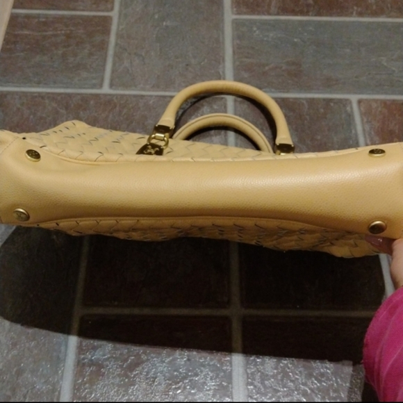 Cole Haan caviar leather beige Nude leather briaded satchel - Picture 2 of 9